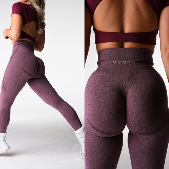 NVGTN Pants - NVGTN Women Size L Rose Burgundy Contour Seamless Leggings Workout Gym Yoga